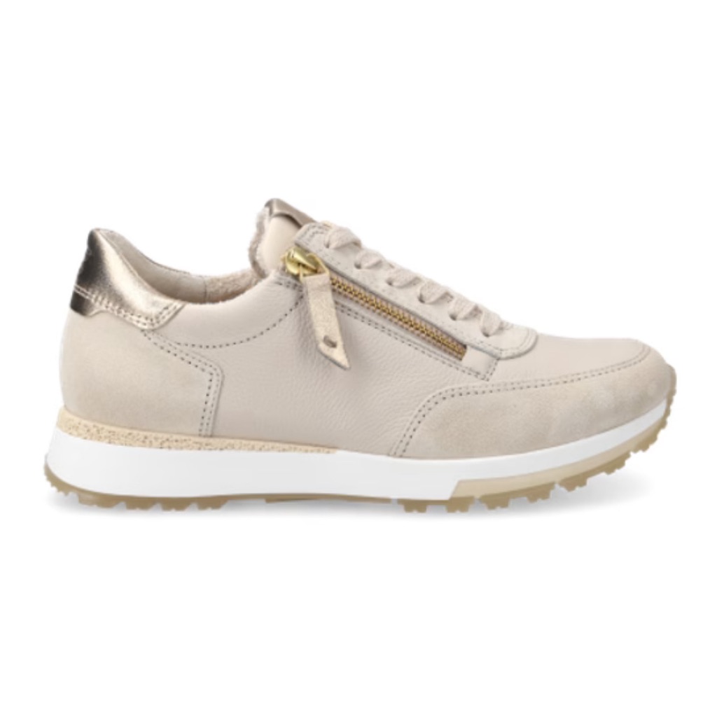 Beige Cream Leather Sneaker. Never Worn, In Box. Us Sizes